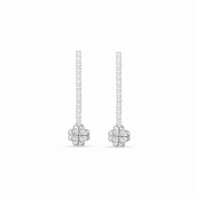Luca Barra Ladies steel tennis earrings with rotating four-leaf clover fashion-jewelry  