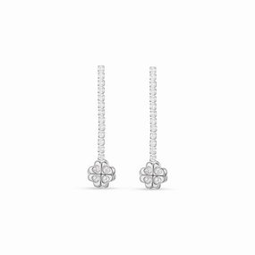 Luca Barra Ladies steel tennis earrings with rotating four-leaf clover 