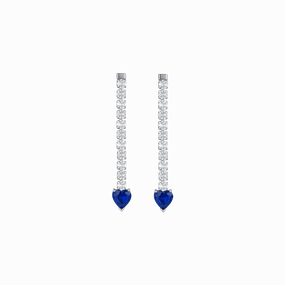 Luca Barra Ladies steel tennis earrings with white crystals and blue crystal hearts fashion-jewelry  