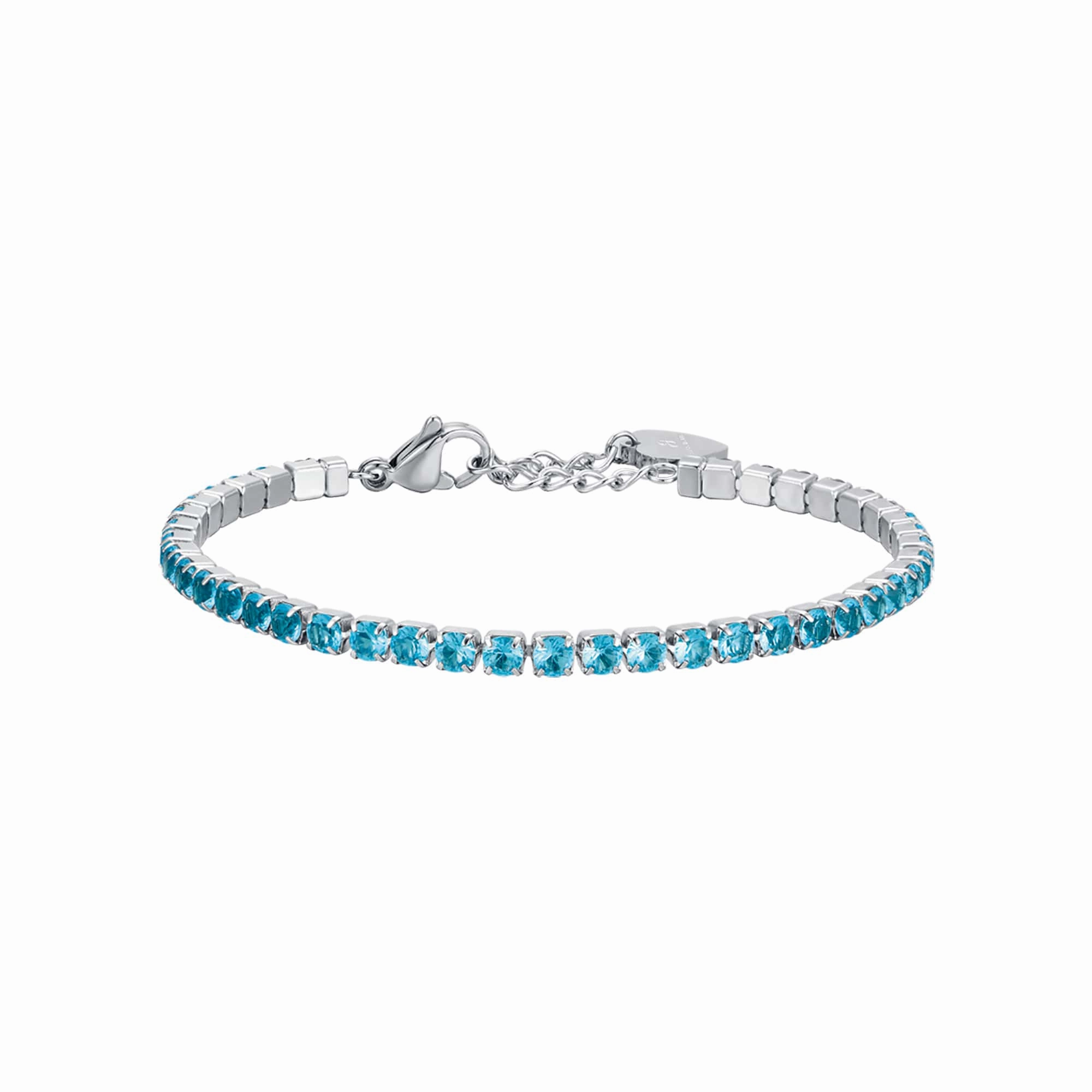Luca Barra Ladies Tennis Bracelet in Steel with Blue Crystals fashion-jewelry  