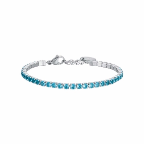 Luca Barra Ladies Tennis Bracelet in Steel with Blue Crystals fashion-jewelry  