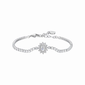 Luca Barra Ladies Tennis Bracelet in Steel with Crystal and White Zirconia fashion-jewelry  