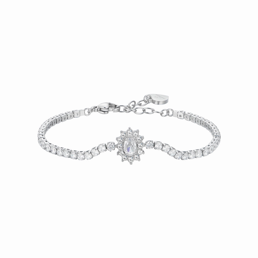 Luca Barra Ladies Tennis Bracelet in Steel with Crystal and White Zirconia fashion-jewelry  