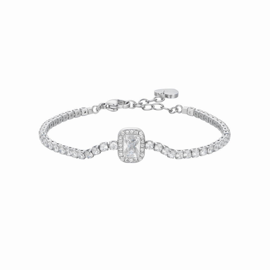 Luca Barra Ladies Tennis Bracelet in Steel with Crystal and Zirconia fashion-jewelry  