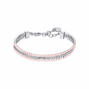 Luca Barra Ladies Tennis Bracelet in Steel with Pink Crystals fashion-jewelry  