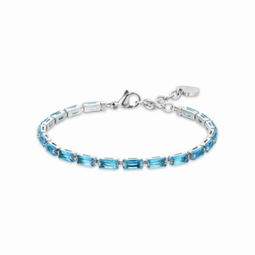 Luca Barra Ladies Tennis Bracelet with Acquamarine Baguette Zirconia fashion-jewelry  