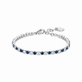 Luca Barra Ladies Tennis Bracelet with Blue and White Crystals fashion-jewelry  