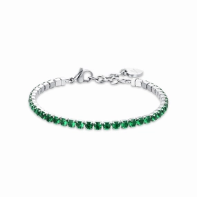 Luca Barra Ladies Tennis Bracelet with Green Crystals fashion-jewelry  