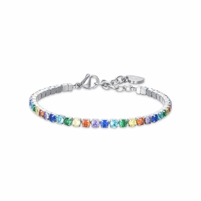 Luca Barra Ladies Tennis Bracelet with Multicolored Crystals fashion-jewelry  