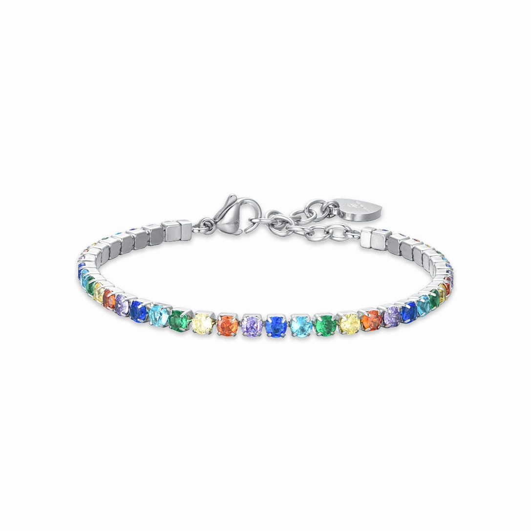 Luca Barra Ladies Tennis Bracelet with Multicolored Crystals fashion-jewelry  