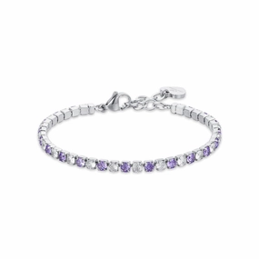 Luca Barra Ladies Tennis Bracelet with Purple and White Crystals fashion-jewelry  
