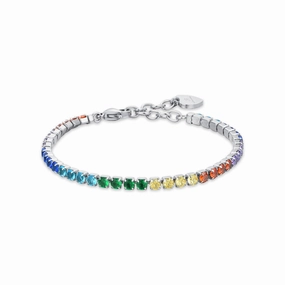 Luca Barra Ladies Tennis Bracelet with Rainbow Crystals fashion-jewelry  