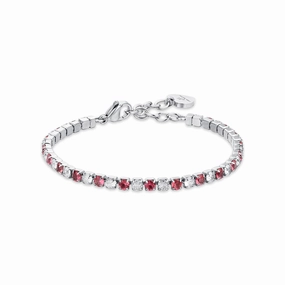 Luca Barra Ladies Tennis Bracelet with Red and White Crystals fashion-jewelry  