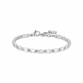 Luca Barra Ladies Tennis Bracelet with White Baguette Zirconia fashion-jewelry  