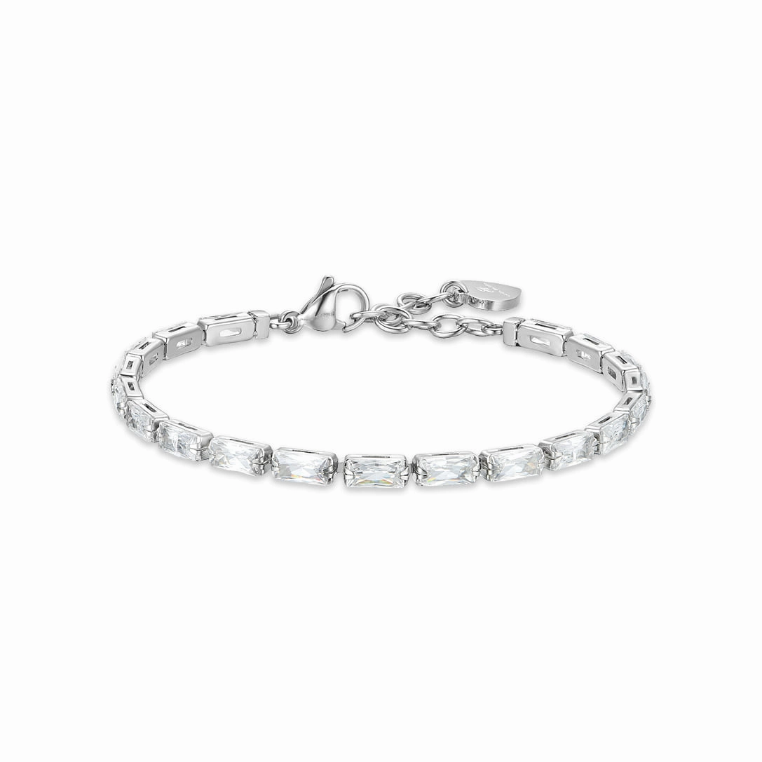 Luca Barra Ladies Tennis Bracelet with White Baguette Zirconia fashion-jewelry  