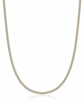 Luca Barra Ladies Tennis Necklace in IP Gold Steel with 4mm White Crystals fashion-jewelry  