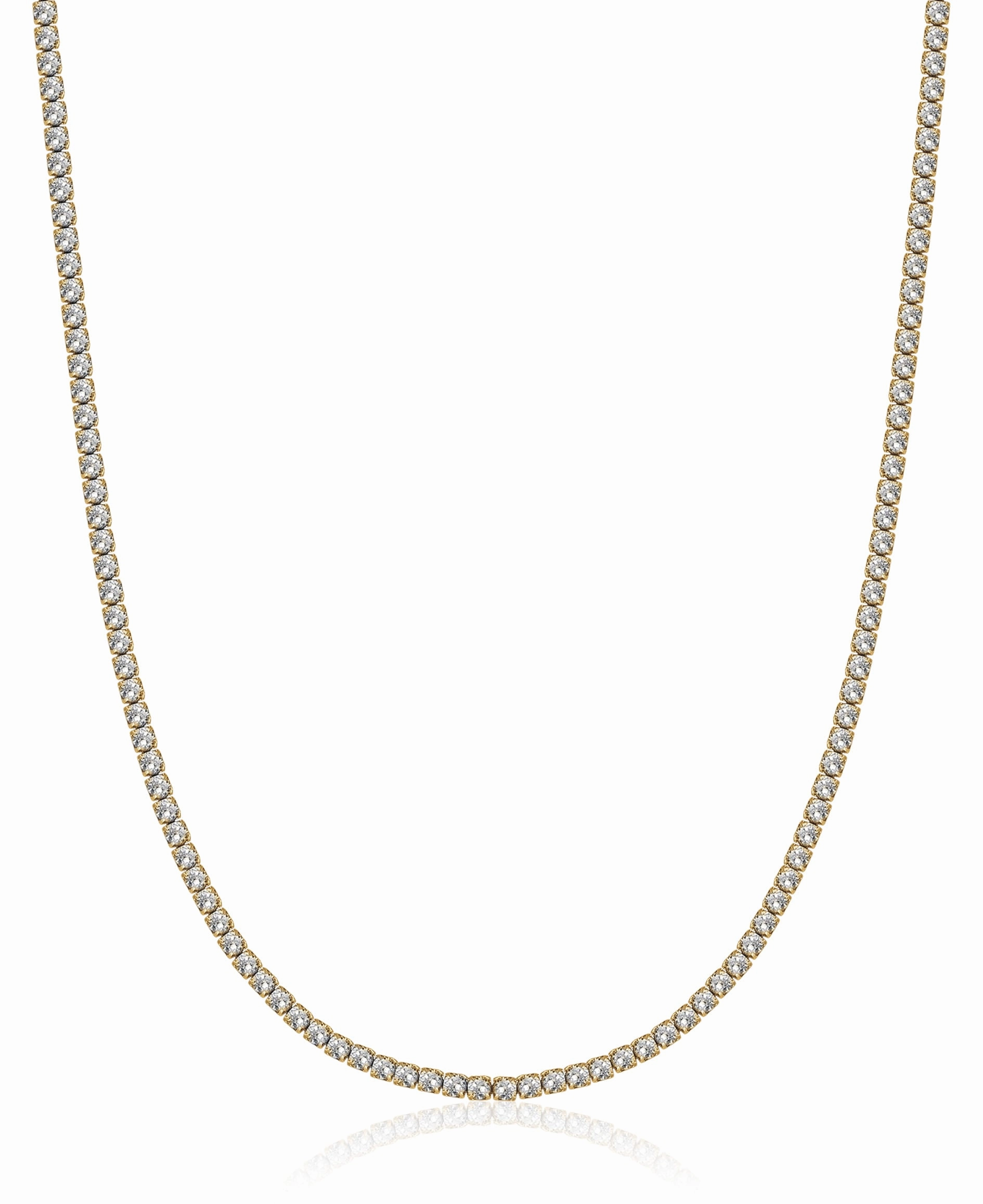 Luca Barra Ladies Tennis Necklace in IP Gold Steel with 4mm White Crystals fashion-jewelry  