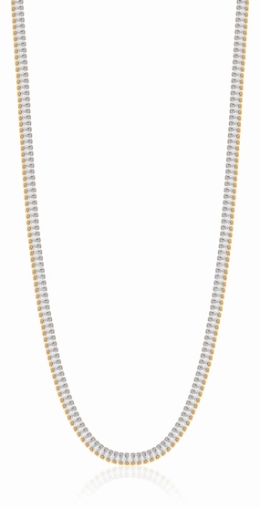 Luca Barra Ladies Tennis Necklace in IP Gold Steel with White Baguette Crystals fashion-jewelry  