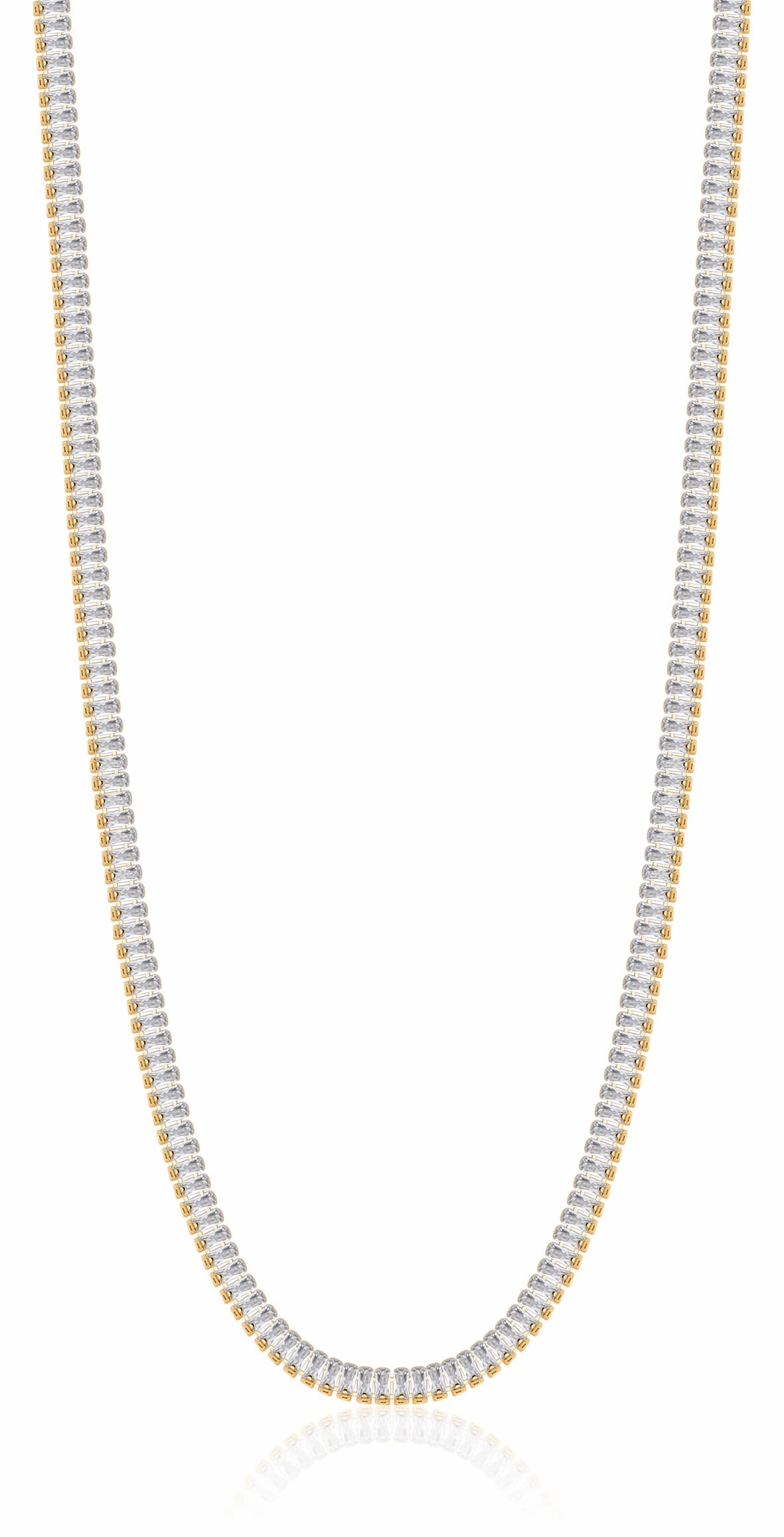 Luca Barra Ladies Tennis Necklace in IP Gold Steel with White Baguette Crystals fashion-jewelry  