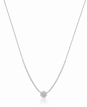 Luca Barra Ladies Tennis Necklace in stainless steel with spinning Four-Leaf Clover fashion-jewelry  