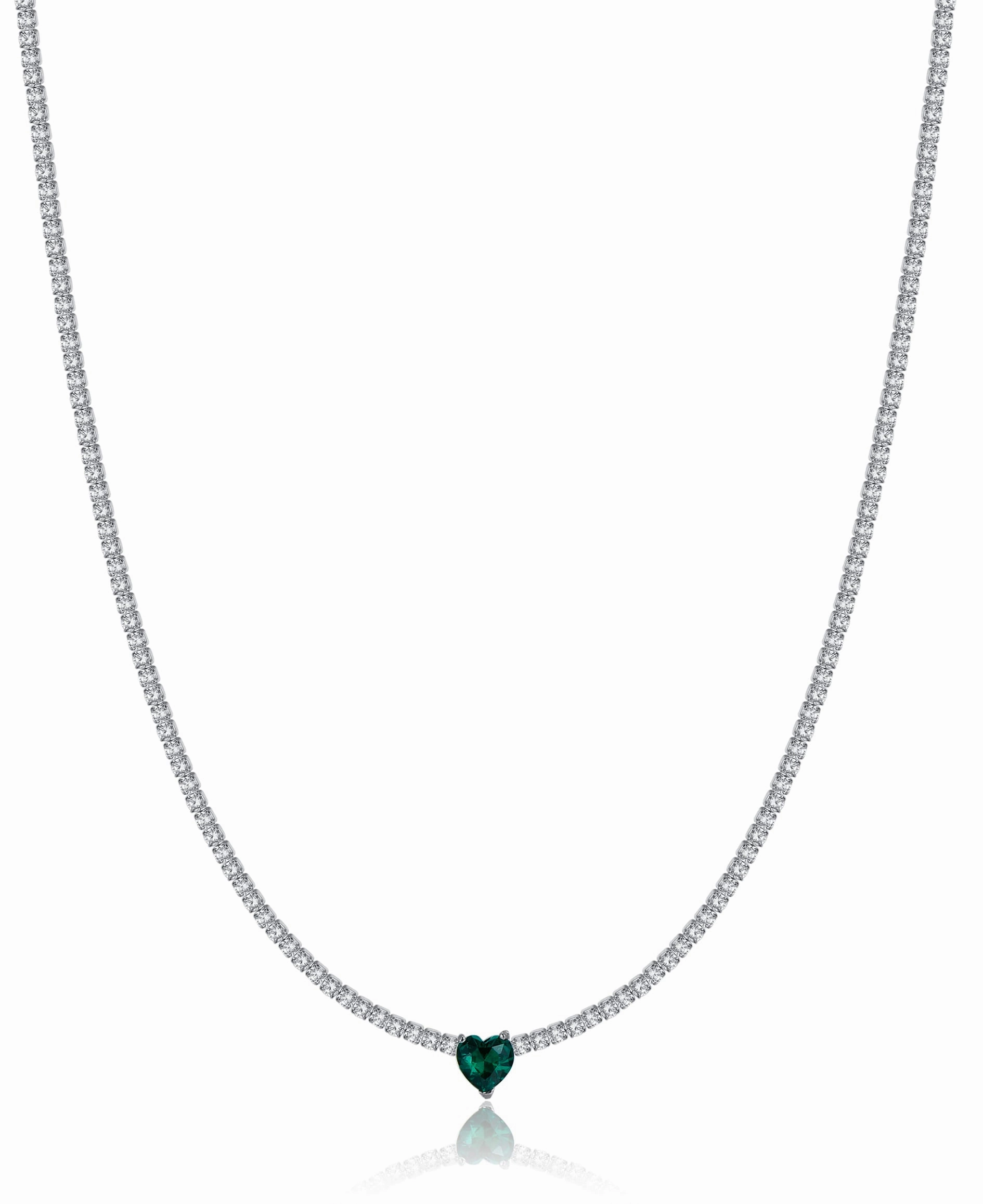 Luca Barra Ladies Tennis Necklace In Steel Crystal Heart fashion-jewelry  