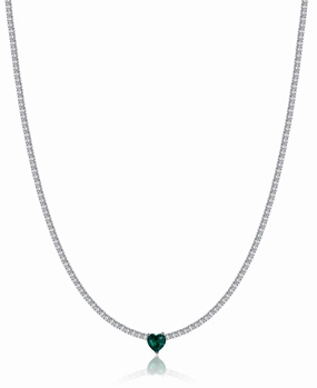 Luca Barra Ladies Tennis Necklace In Steel Crystal Heart fashion-jewelry  