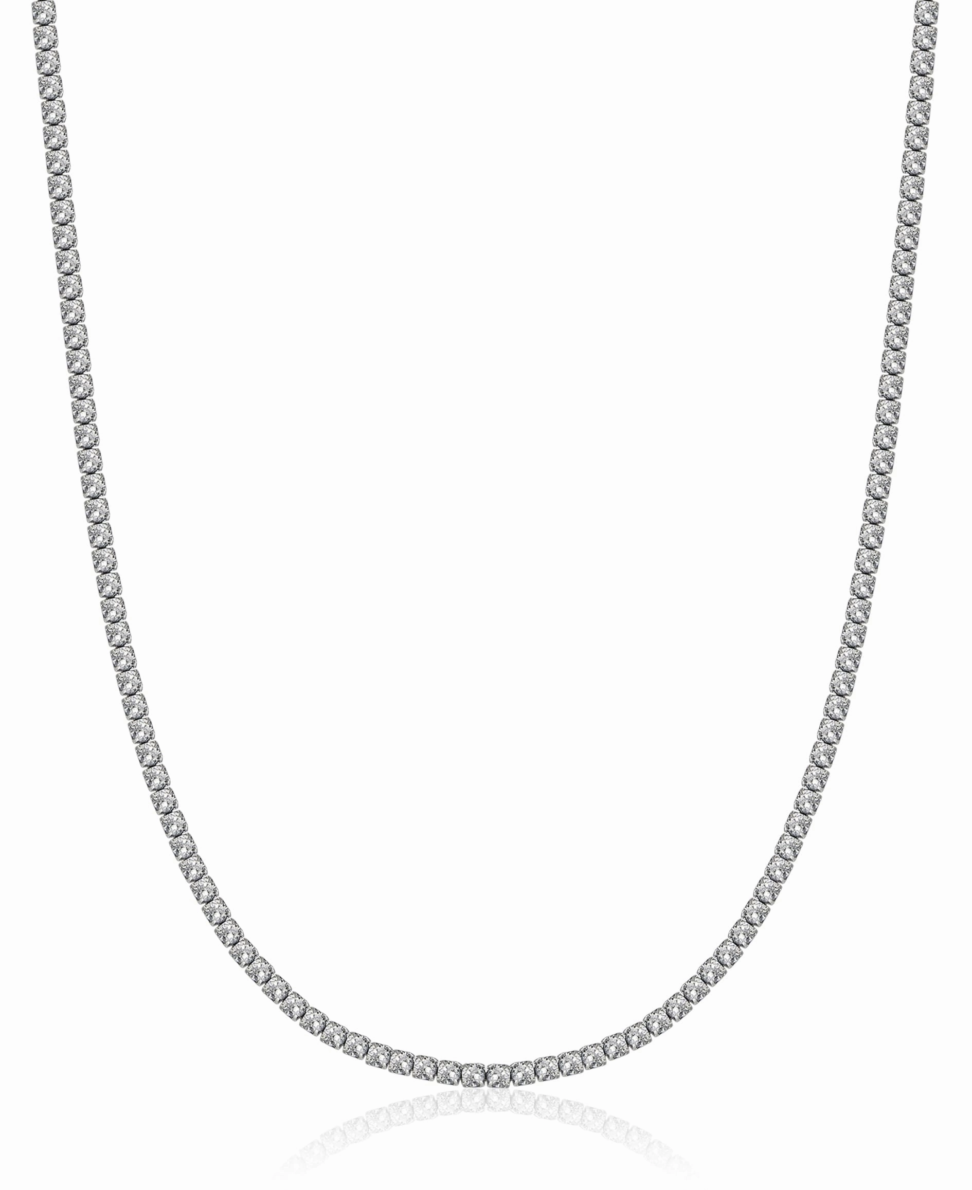 Luca Barra Ladies Tennis Necklace In Steel with 4mm White Crystals fashion-jewelry  
