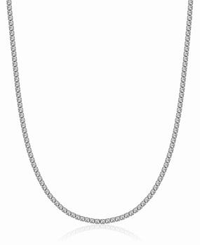 Luca Barra Ladies Tennis Necklace In Steel with 4mm White Crystals fashion-jewelry  