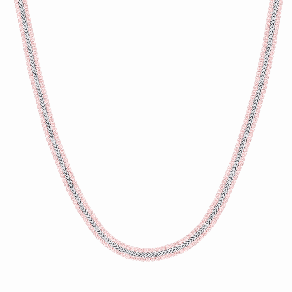 Luca Barra Ladies Tennis Necklace In Steel With Pink Crystals fashion-jewelry  