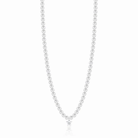 Luca Barra Ladies White Pearl Necklace with Angel fashion-jewelry  
