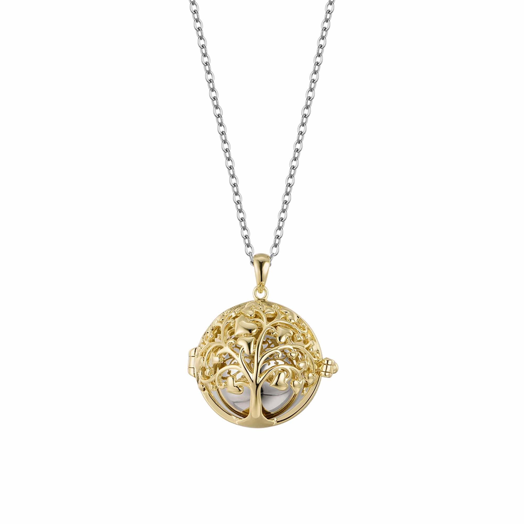 Luca Barra Necklace Calling Angels In Steel With Tree Of Life In Ip Gold Metal fashion-jewelry  