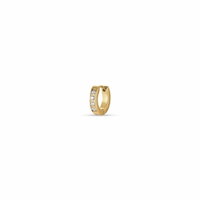 Luca Barra Single Earring in IP Gold Steel With White Crystals fashion-jewelry  
