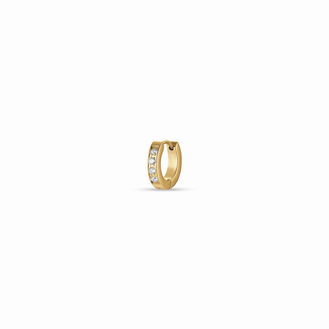 Luca Barra Single Earring in IP Gold Steel With White Crystals fashion-jewelry  