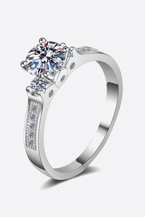 Lucky Charm Moissanite Rhodium-Plated Ring 