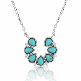 Lucky Seven Turquoise Horseshoe Necklace texture-rose-gold  