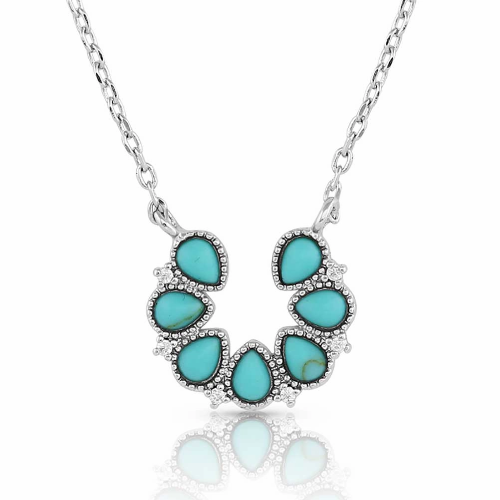 Lucky Seven Turquoise Horseshoe Necklace texture-rose-gold  