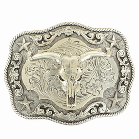 M&F Western Antique Steer Skull Buckle texture-rose-gold  