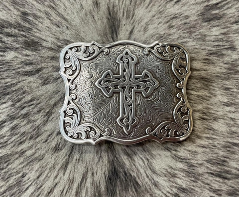 M&F Western Blazin Roxx Floral Cross Buckle texture-rose-gold  