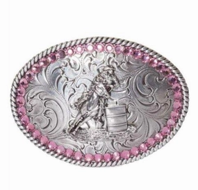 M&F Western Blazin Roxx Girls Pink Crystal Barrel Racer Buckle texture-rose-gold  