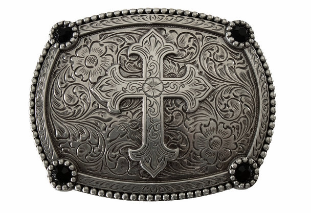 M&F Western Floral Cross Buckle texture-rose-gold  