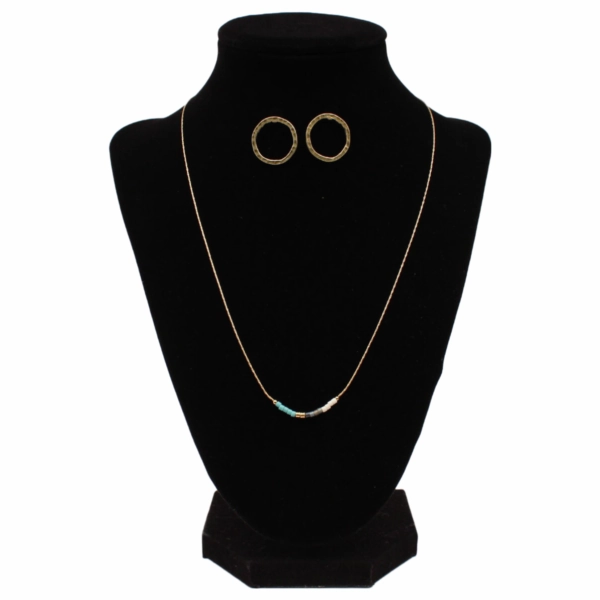 M&F Western Ladies Beaded Gold Necklace & Earring Set texture-rose-gold  