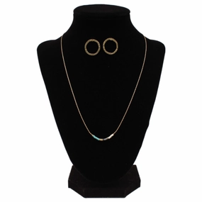 M&F Western Ladies Beaded Gold Necklace & Earring Set texture-rose-gold  