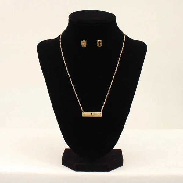 M&F Western Ladies Gold Cross Jewelry Set texture-rose-gold  