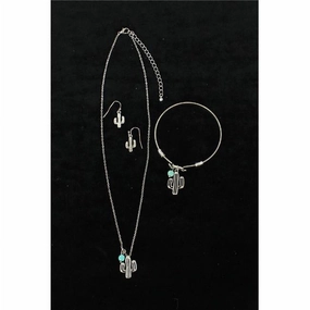 M&F Western Ladies Turq/Cactus Jewelry Set texture-rose-gold  