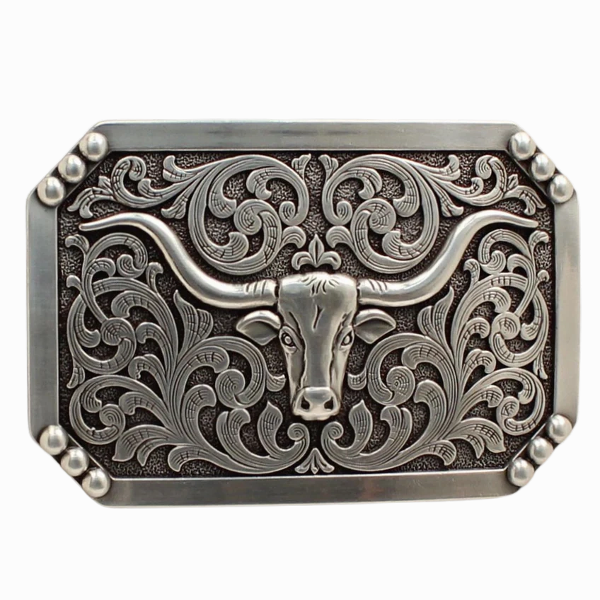 M&F Western Longhorn Belt Buckle texture-rose-gold  