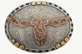 M&F Western Longhorn Buckle texture-rose-gold  
