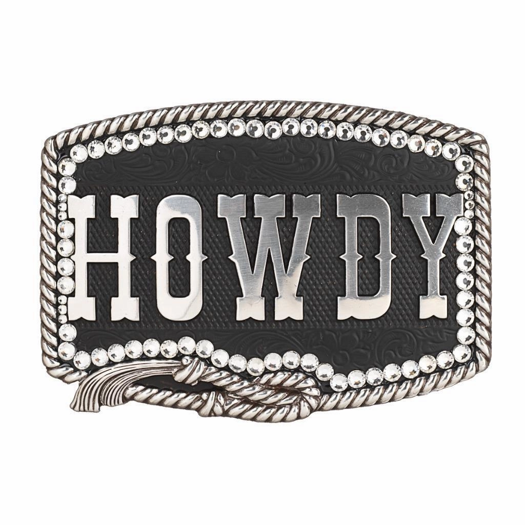M&F Western Rectangle Howdy Belt Buckle texture-rose-gold  