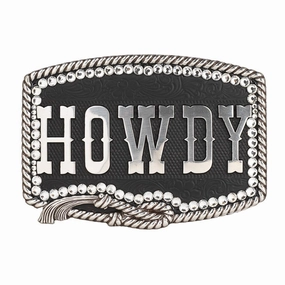 M&F Western Rectangle Howdy Belt Buckle texture-rose-gold  