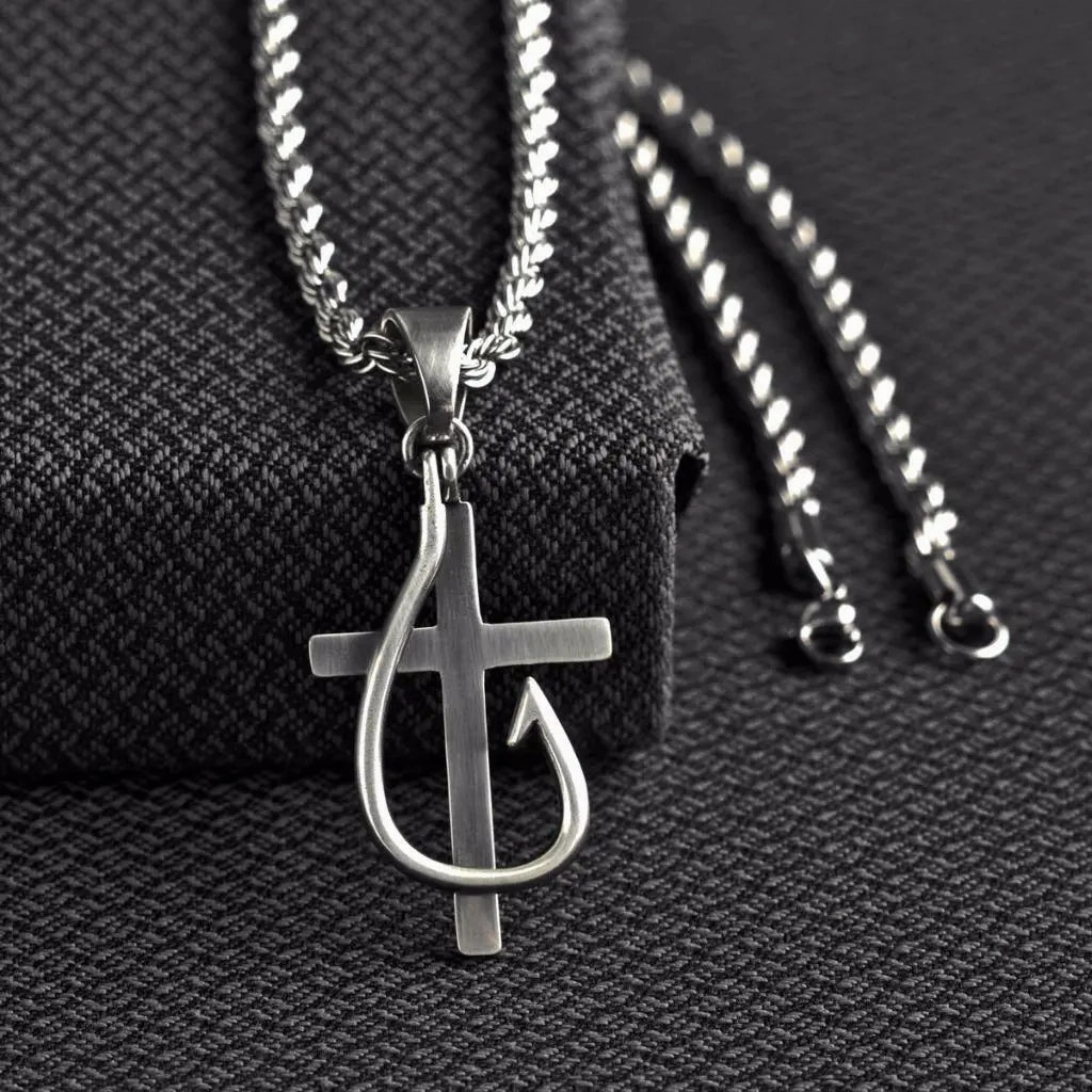 M&F Western Twister Cross/Fish Hook Necklace