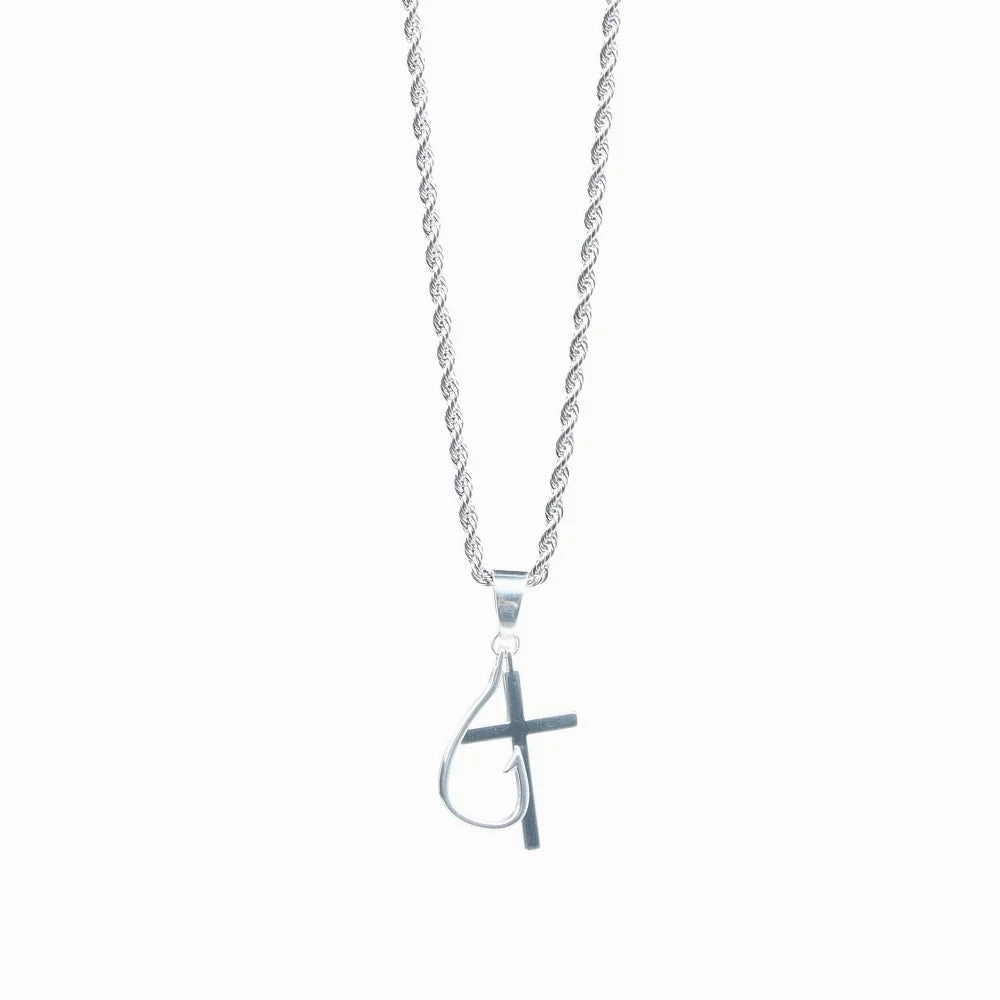 M&F Western Twister Cross/Fish Hook Necklace texture-rose-gold  